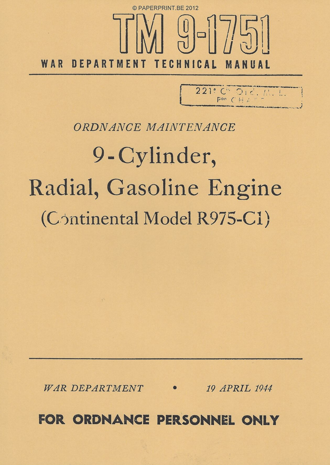 TM 9-1751 US CONTINENTAL MODEL R975-C1 ENGINE